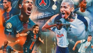 热刺社媒发布欧洲超级杯海报：杜埃VS理查利森，登贝莱、K77在列